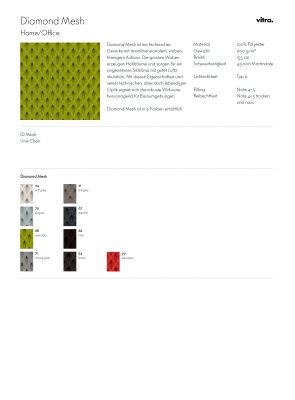 Stoffmusterkarte Diamond Mesh Vitra
